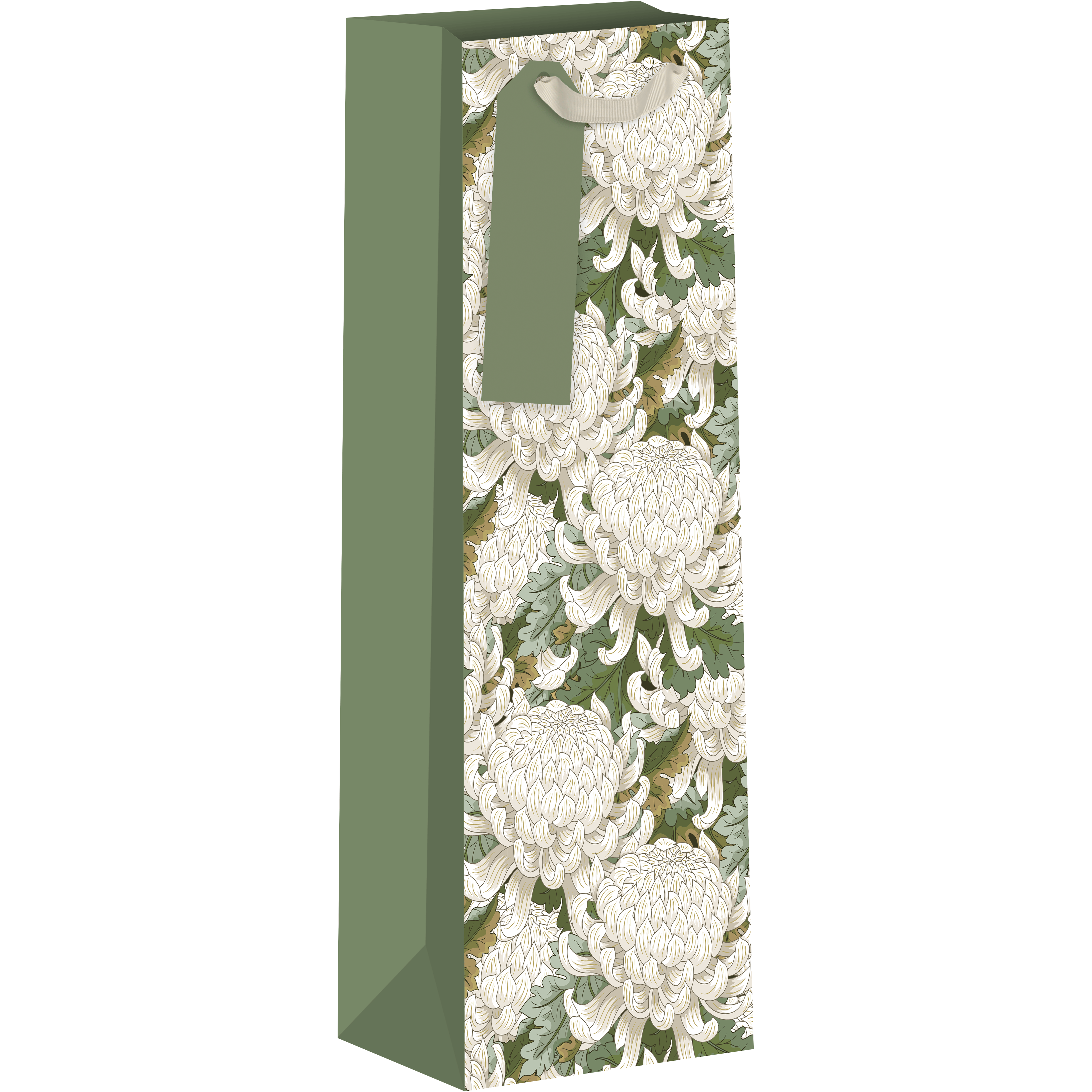 AB PICTURA chrysanthemum design bottle gift bag with handles, ideal for wine or liquor gift packaging.